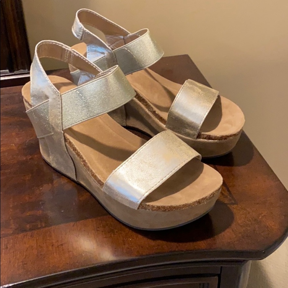 Pierre Dumas gold platform sandals